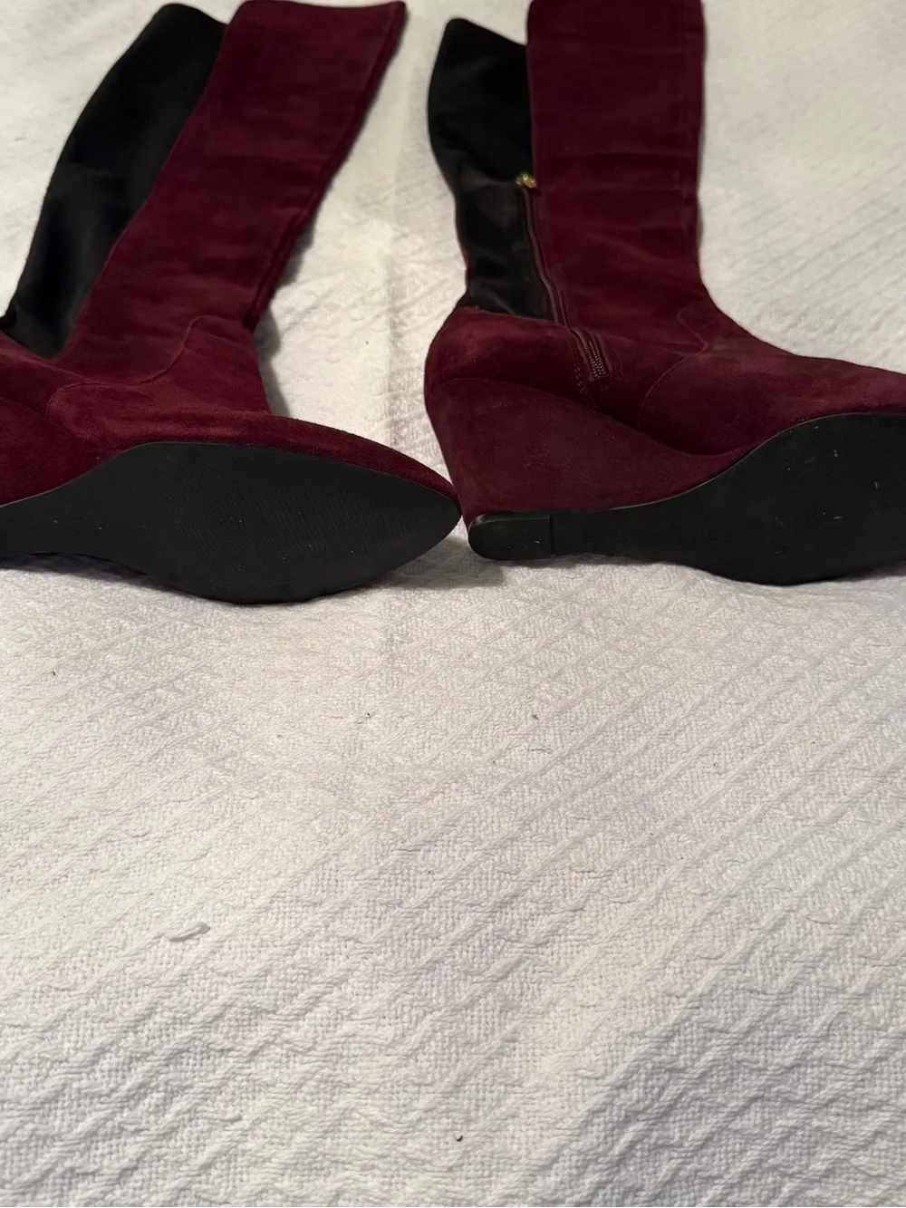 Charles By Charles David Burgundy Suede Wedge Over-the-Knee Boots